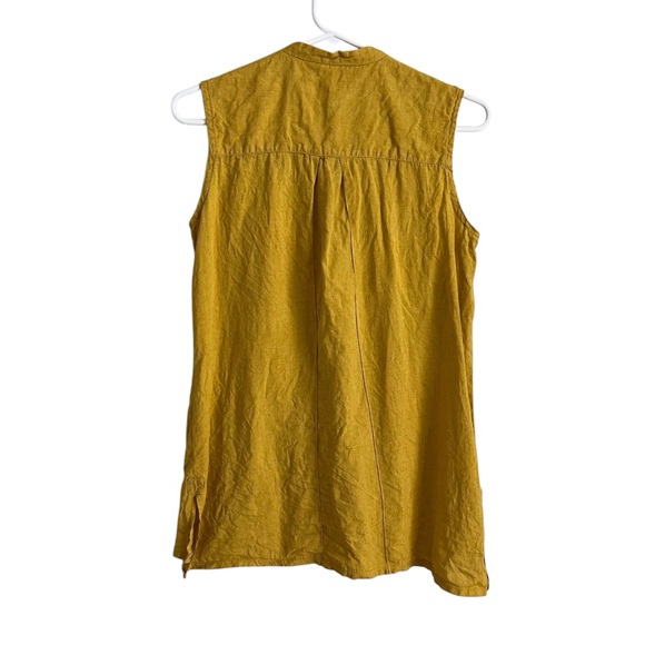 South Street Linen Golden Yellow Sleeveless Button Down Lagenlook Coastal Sz 2/4 - Picture 2 of 7